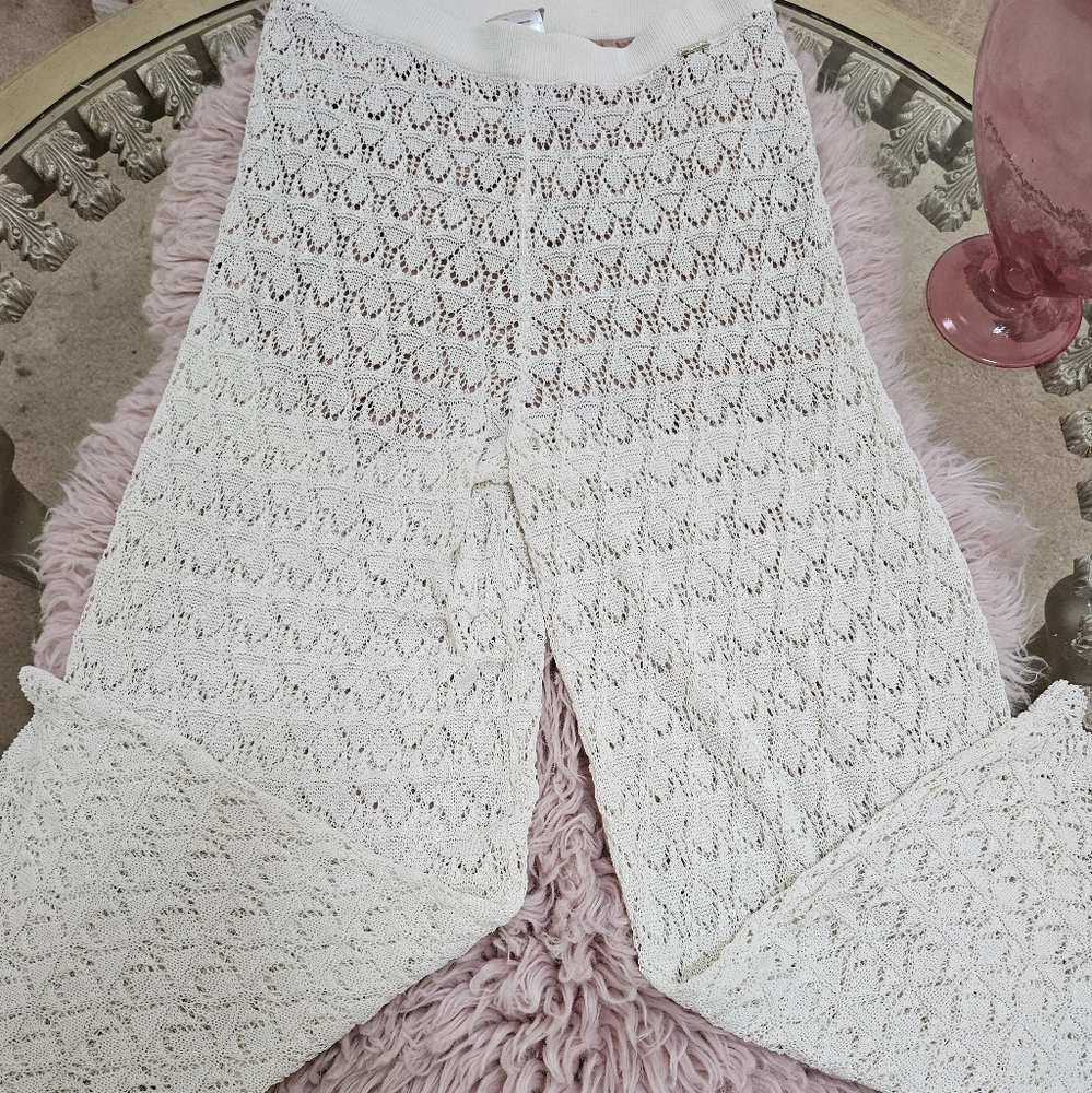 LUI JO MADE IN MILAN CROCHET WIDE LEG PANTS